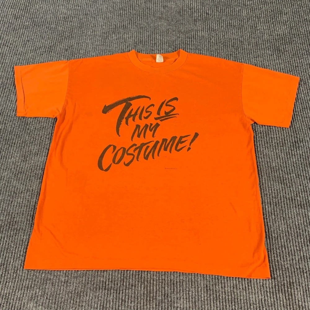 Vtg Hallmark Cards T Shirt Mens XL Orange Single Stitch Halloween Retro 90s USA